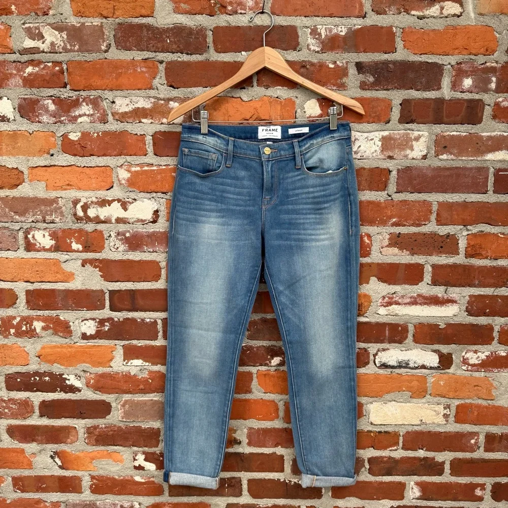 Frame Le Garçon Boyfriend‎ Jeans Silva Wash Sz 26 Mid Rise